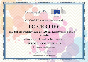 certyfikat Code Week 2019